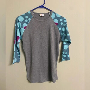 Lularoe Size XS Disney Minnie Mouse Randy 3/4 Raglan Sleeve Shirt